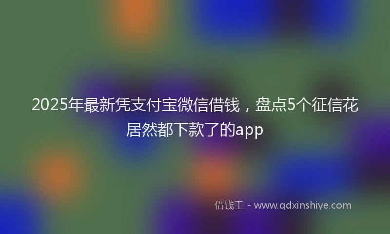2025年最新凭支付宝微信借钱，盘点5个征信花居然都下款了的app