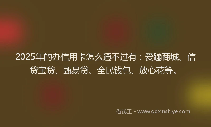 2025年的办信用卡怎么通不过有：爱蹦商城、信贷宝贷、甄易贷、全民钱包、放心花等。