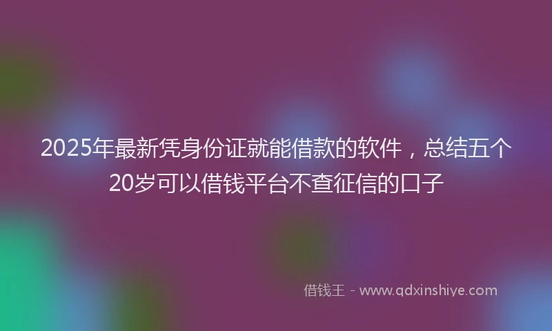 2025年最新凭身份证就能借款的软件,总结五个20岁可以借钱平台不查征信的口子