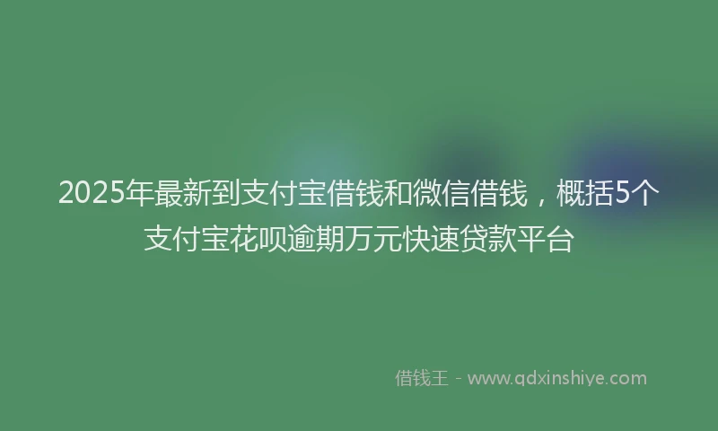 2025年最新到支付宝借钱和微信借钱，概括5个支付宝花呗逾期万元快速贷款平台