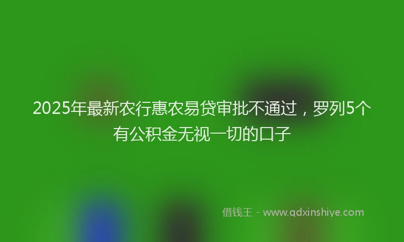 2025年最新农行惠农易贷审批不通过，罗列5个有公积金无视一切的口子
