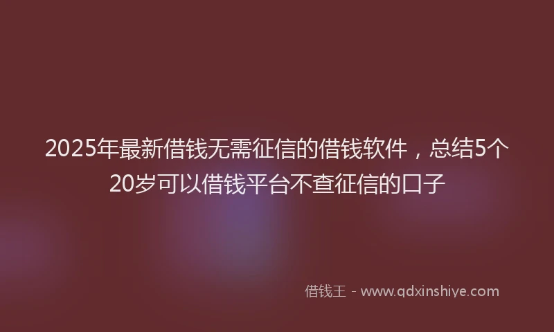 2025年最新借钱无需征信的借钱软件，总结5个20岁可以借钱平台不查征信的口子