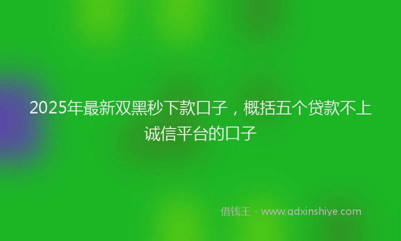 2025年最新双黑秒下款口子，概括五个贷款不上诚信平台的口子