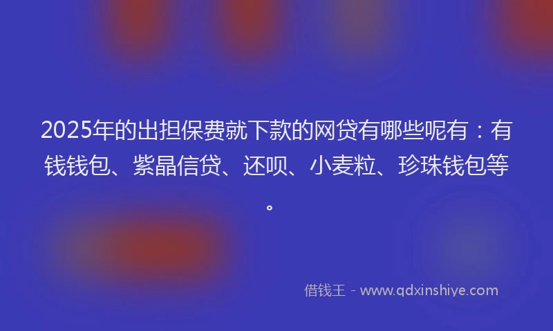 2025年的出担保费就下款的网贷有哪些呢有：有钱钱包、紫晶信贷、还呗、小麦粒、珍珠钱包等。