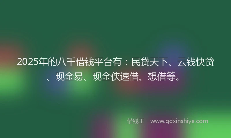 2025年的八千借钱平台有：民贷天下、云钱快贷、现金易、现金侠速借、想借等。