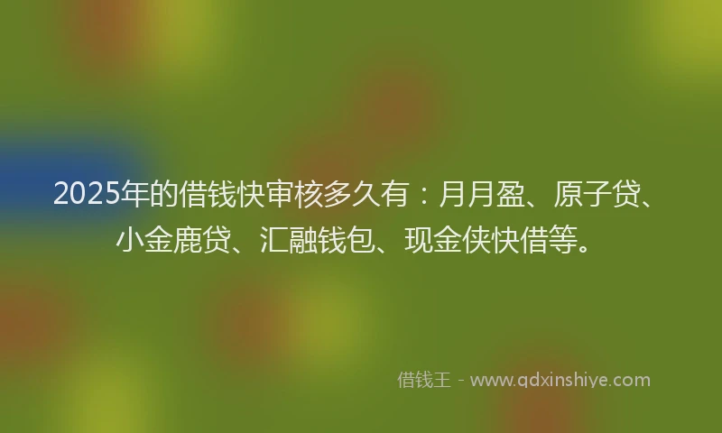 2025年的借钱快审核多久有：月月盈、原子贷、小金鹿贷、汇融钱包、现金侠快借等。