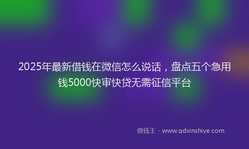 2025年最新借钱在微信怎么说话，盘点五个急用钱5000快审快贷无需征信平台