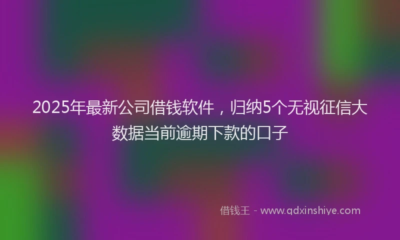 2025年最新公司借钱软件,归纳5个无视征信大数据当前逾期下款的口子