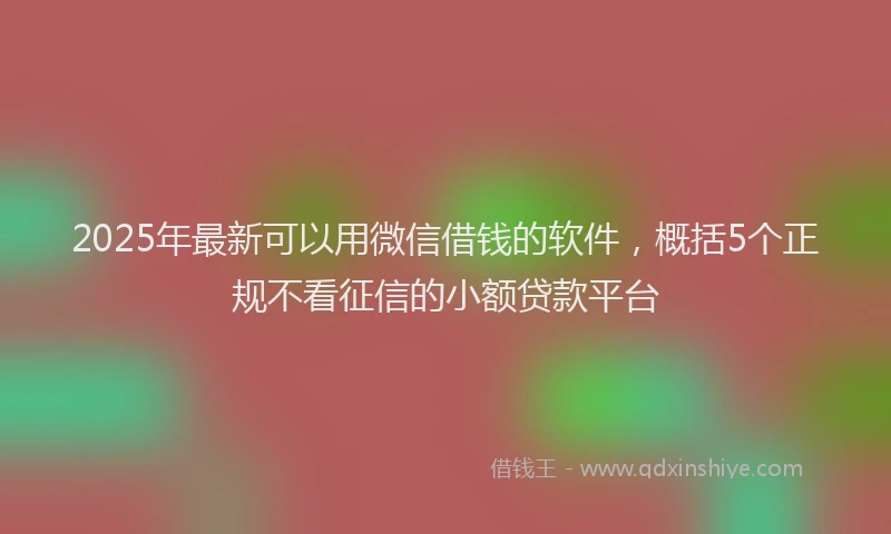 2025年最新可以用微信借钱的软件，概括5个正规不看征信的小额贷款平台