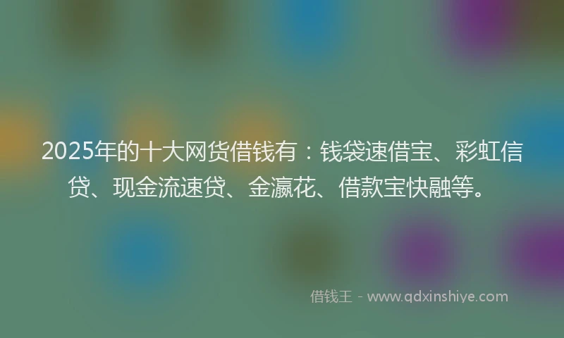 2025年的十大网货借钱有：钱袋速借宝、彩虹信贷、现金流速贷、金瀛花、借款宝快融等。