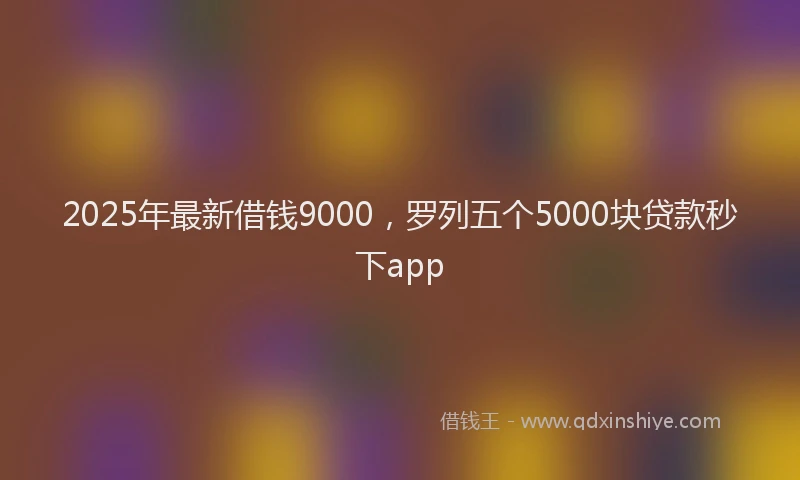 2025年最新借钱9000，罗列五个5000块贷款秒下app