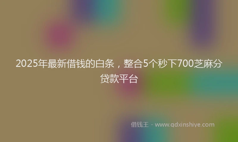 2025年最新借钱的白条，整合5个秒下700芝麻分贷款平台