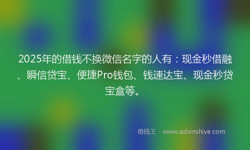 2025年的借钱不换微信名字的人有：现金秒借融、瞬信贷宝、便捷Pro钱包、钱速达宝、现金秒贷宝盒等。