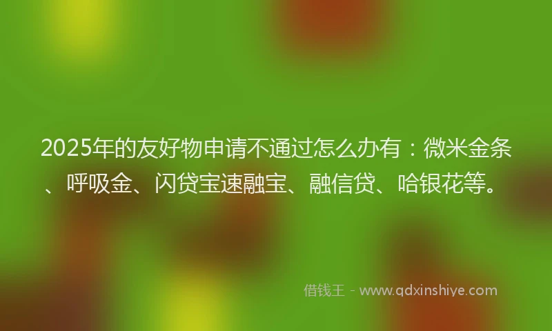 2025年的友好物申请不通过怎么办有：微米金条、呼吸金、闪贷宝速融宝、融信贷、哈银花等。