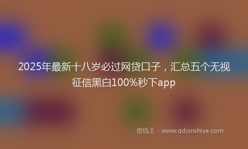 2025年最新十八岁必过网贷口子，汇总五个无视征信黑白100%秒下app