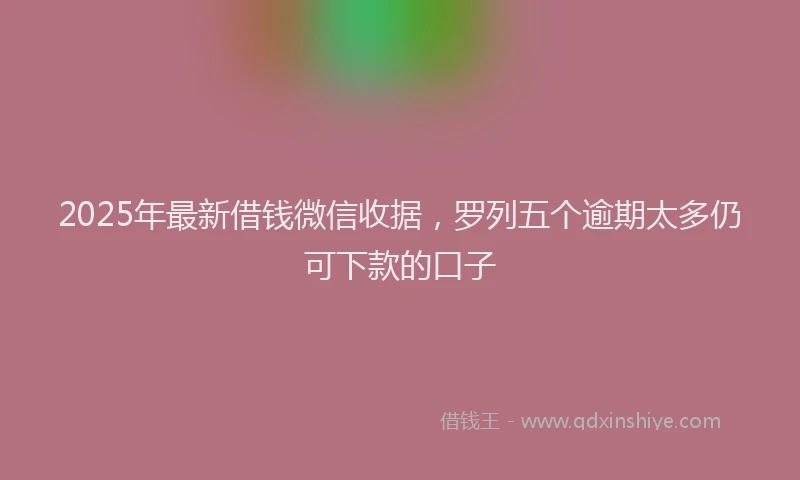 2025年最新借钱微信收据，罗列五个逾期太多仍可下款的口子