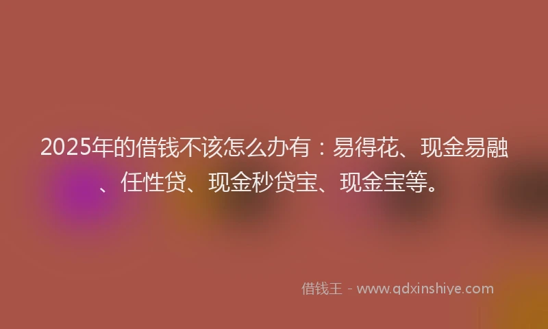 2025年的借钱不该怎么办有：易得花、现金易融、任性贷、现金秒贷宝、现金宝等。