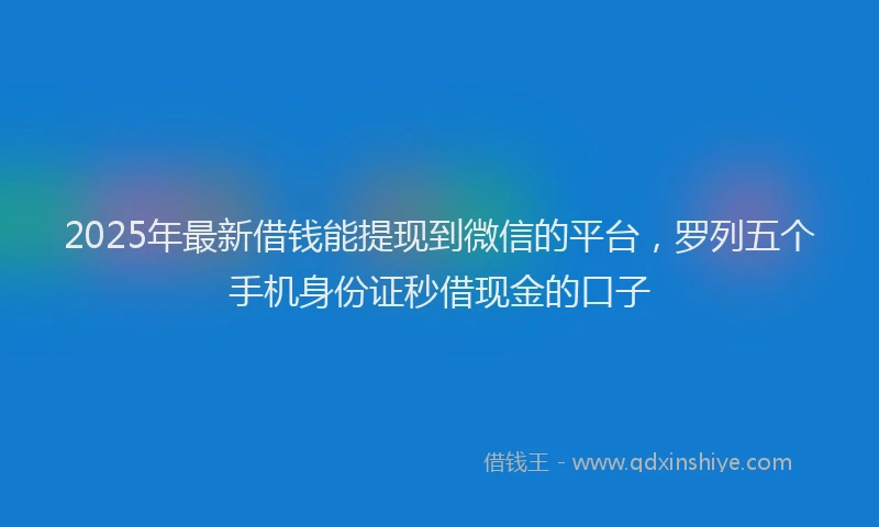 2025年最新借钱能提现到微信的平台，罗列五个手机身份证秒借现金的口子