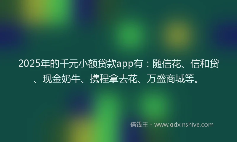 2025年的千元小额贷款app有：随信花、信和贷、现金奶牛、携程拿去花、万盛商城等。