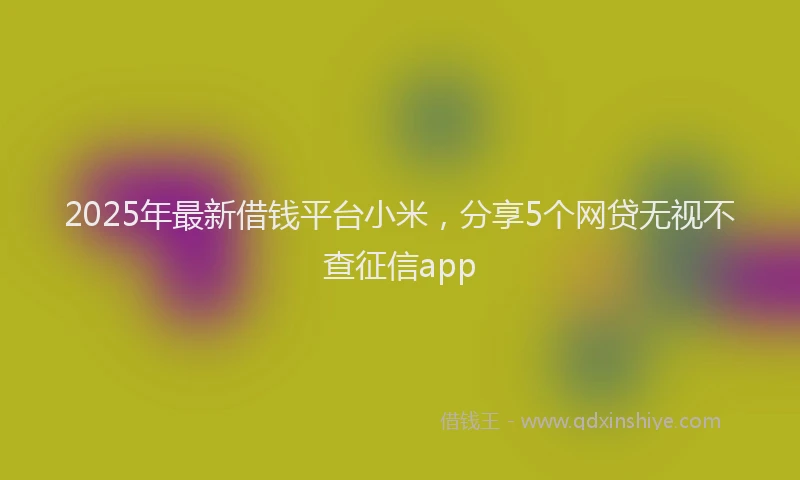2025年最新借钱平台小米，分享5个网贷无视不查征信app