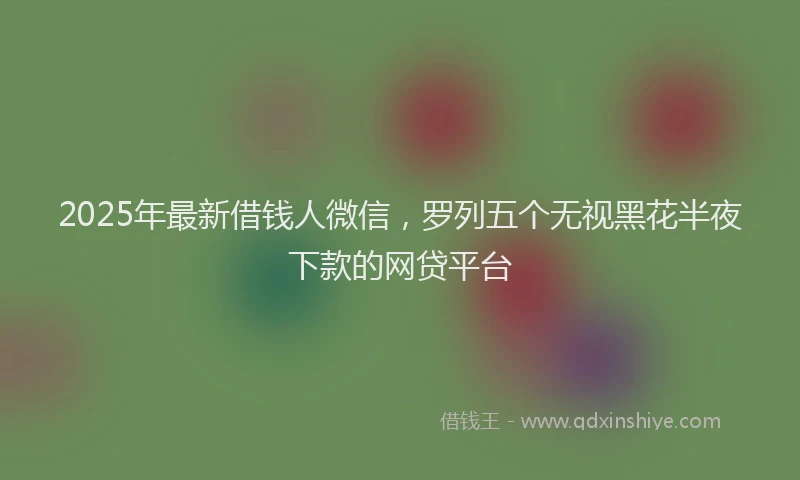 2025年最新借钱人微信，罗列五个无视黑花半夜下款的网贷平台