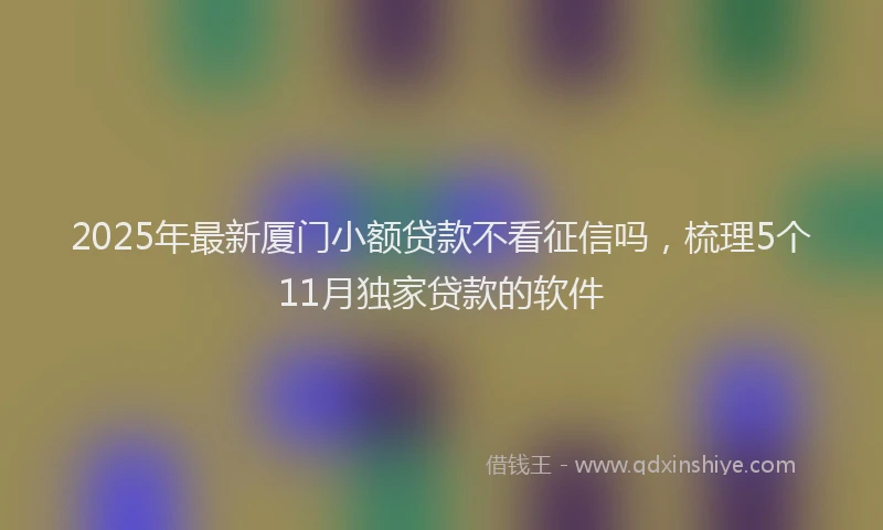 2025年最新厦门小额贷款不看征信吗，梳理5个11月独家贷款的软件