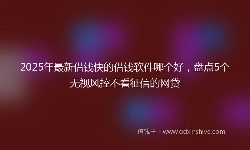 2025年最新借钱快的借钱软件哪个好，盘点5个无视风控不看征信的网贷