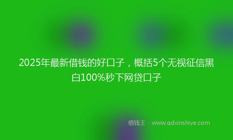 2025年最新借钱的好口子，概括5个无视征信黑白100%秒下网贷口子