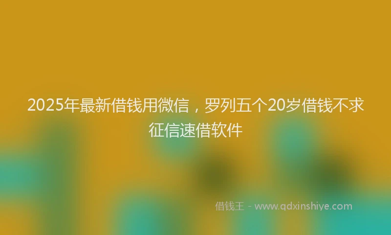 2025年最新借钱用微信，罗列五个20岁借钱不求征信速借软件