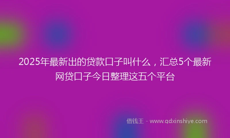 2025年最新出的贷款口子叫什么，汇总5个最新网贷口子今日整理这五个平台