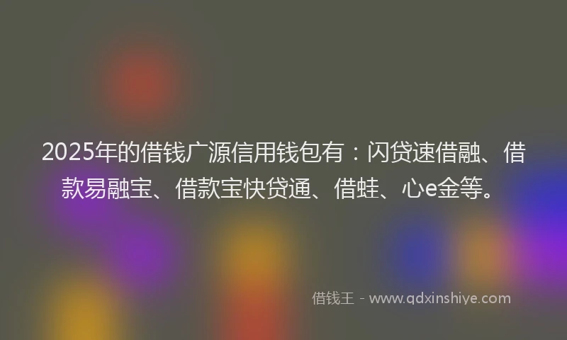 2025年的借钱广源信用钱包有：闪贷速借融、借款易融宝、借款宝快贷通、借蛙、心e金等。