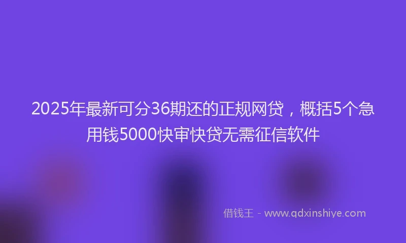 2025年最新可分36期还的正规网贷，概括5个急用钱5000快审快贷无需征信软件