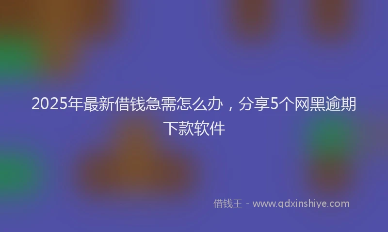 2025年最新借钱急需怎么办，分享5个网黑逾期下款软件
