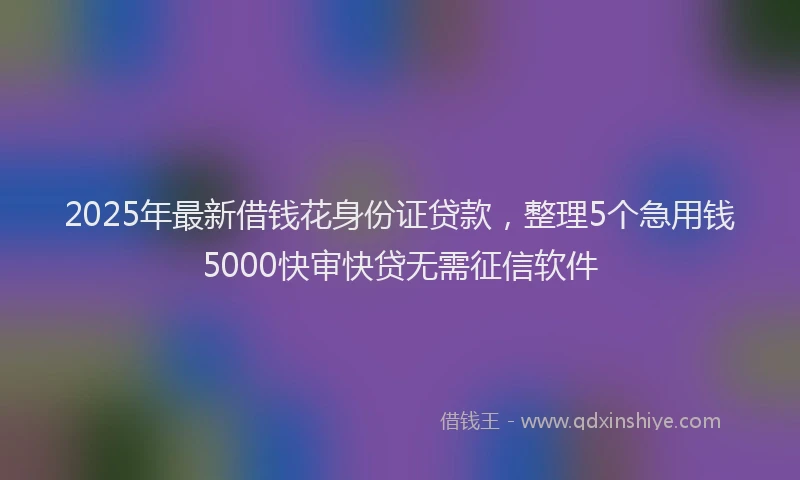 2025年最新借钱花身份证贷款，整理5个急用钱5000快审快贷无需征信软件