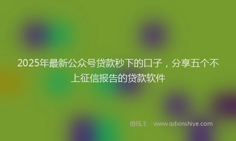 2025年最新公众号贷款秒下的口子，分享五个不上征信报告的贷款软件