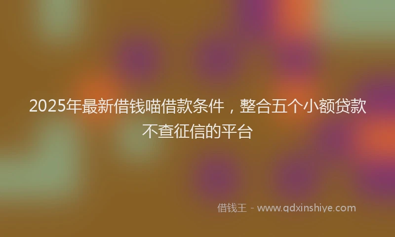 2025年最新借钱喵借款条件，整合五个小额贷款不查征信的平台