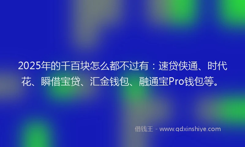 2025年的千百块怎么都不过有：速贷侠通、时代花、瞬借宝贷、汇金钱包、融通宝Pro钱包等。