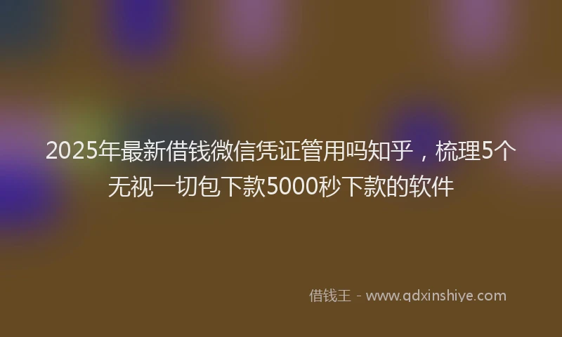 2025年最新借钱微信凭证管用吗知乎，梳理5个无视一切包下款5000秒下款的软件