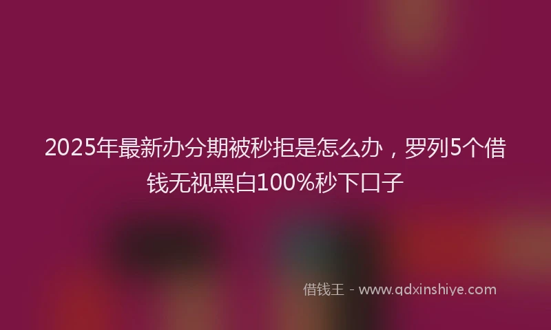 2025年最新办分期被秒拒是怎么办，罗列5个借钱无视黑白100%秒下口子
