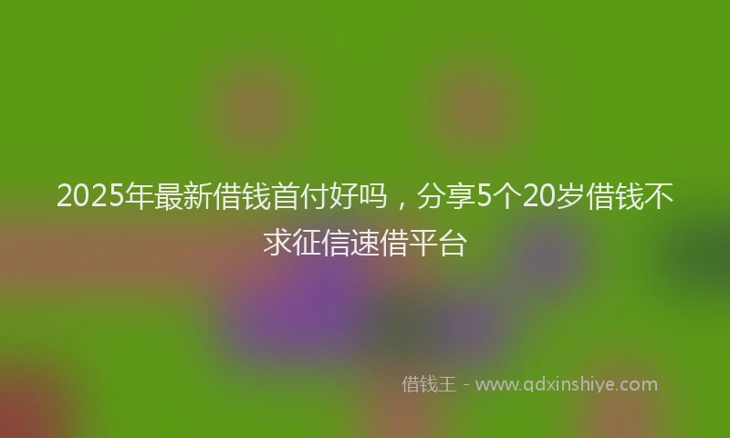 2025年最新借钱首付好吗，分享5个20岁借钱不求征信速借平台