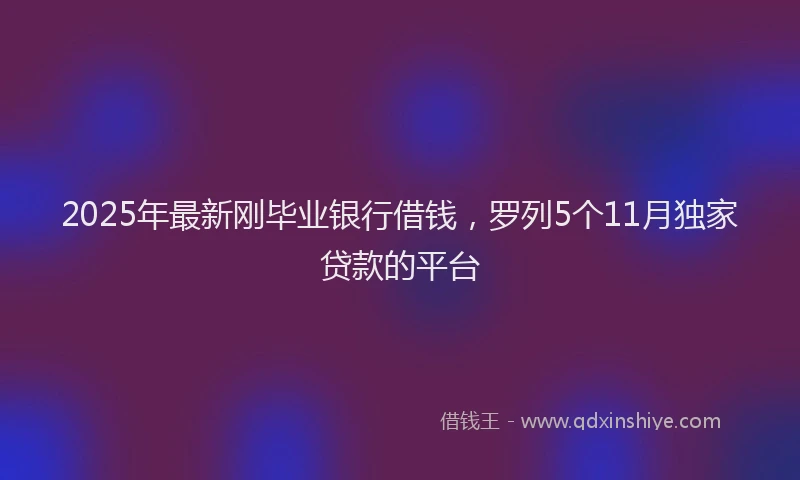 2025年最新刚毕业银行借钱，罗列5个11月独家贷款的平台