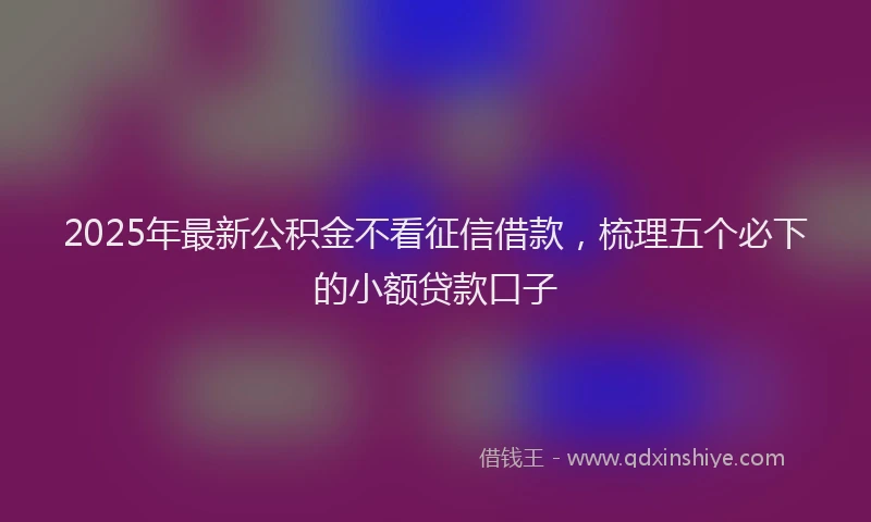 2025年最新公积金不看征信借款，梳理五个必下的小额贷款口子
