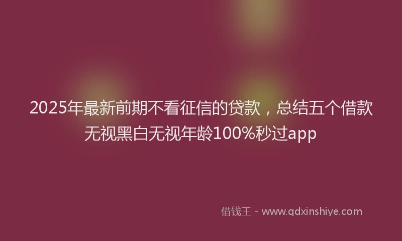 2025年最新前期不看征信的贷款，总结五个借款无视黑白无视年龄100%秒过app