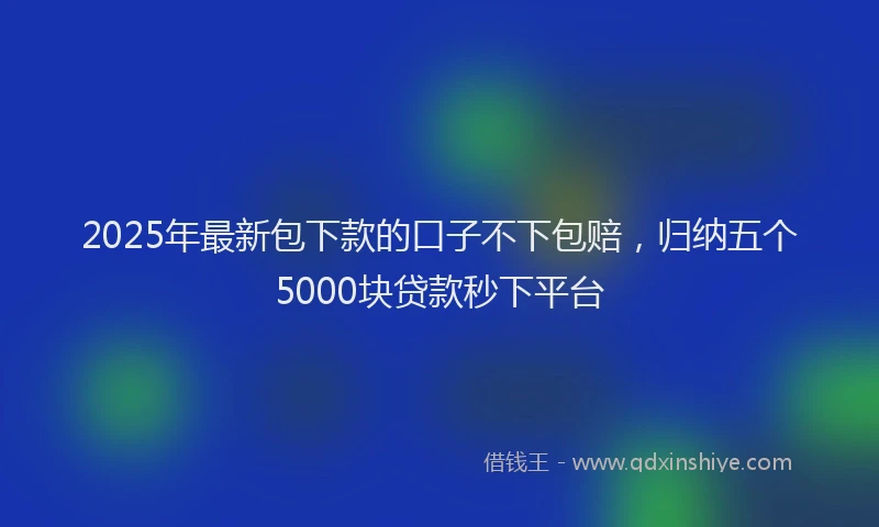 2025年最新包下款的口子不下包赔，归纳五个5000块贷款秒下平台