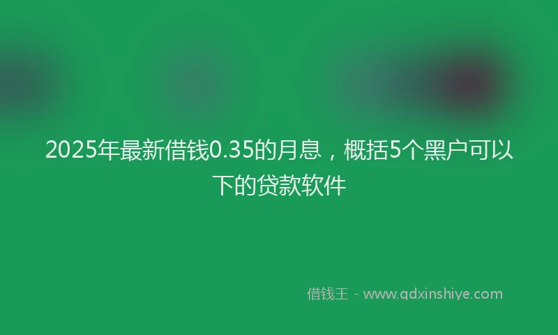 2025年最新借钱0.35的月息，概括5个黑户可以下的贷款软件