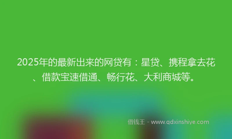 2025年的最新出来的网贷有：星贷、携程拿去花、借款宝速借通、畅行花、大利商城等。