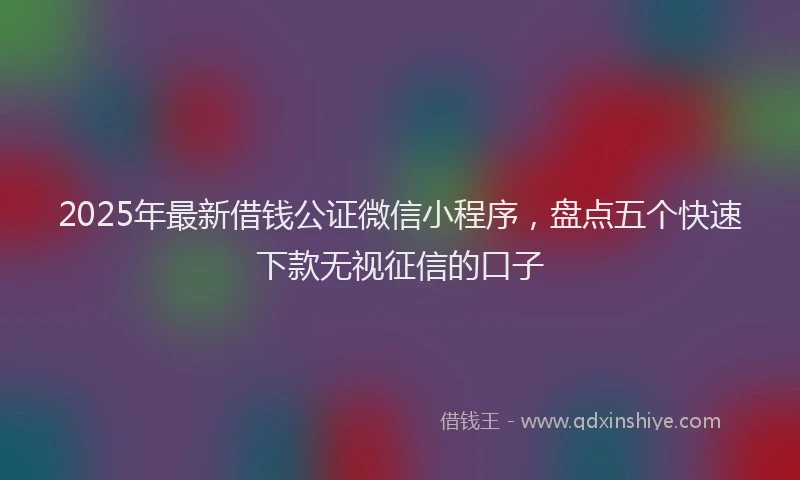 2025年最新借钱公证微信小程序，盘点五个快速下款无视征信的口子