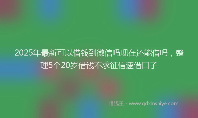 2025年最新可以借钱到微信吗现在还能借吗，整理5个20岁借钱不求征信速借口子