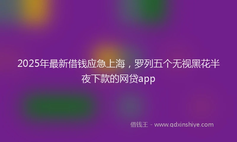 2025年最新借钱应急上海，罗列五个无视黑花半夜下款的网贷app