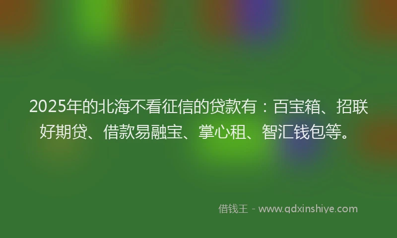2025年的北海不看征信的贷款有：百宝箱、招联好期贷、借款易融宝、掌心租、智汇钱包等。